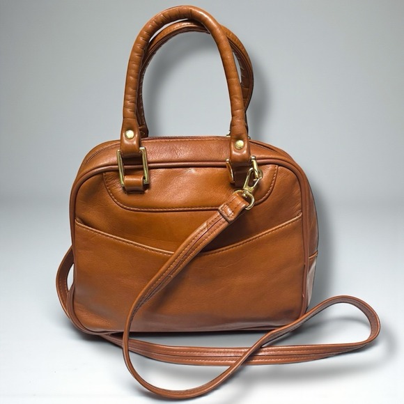 Tiganello Leather Satchel/Crossbody Camel Purse‎ - Picture 2 of 11
